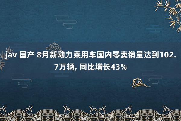 jav 国产 8月新动力乘用车国内零卖销量达到102.7万辆， 同比增长43%