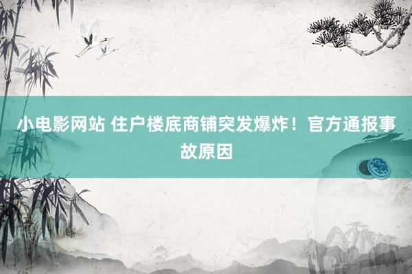 小电影网站 住户楼底商铺突发爆炸！官方通报事故原因