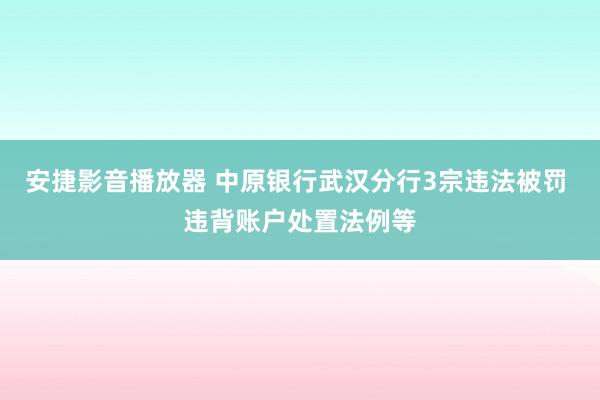 安捷影音播放器 中原银行武汉分行3宗违法被罚 违背账户处置法例等