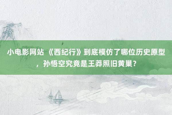 小电影网站 《西纪行》到底模仿了哪位历史原型，孙悟空究竟是王莽照旧黄巢？