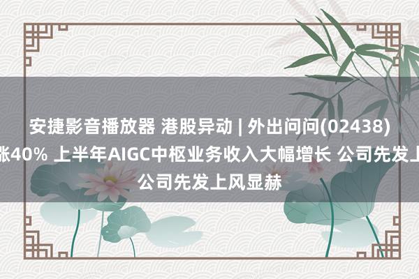 安捷影音播放器 港股异动 | 外出问问(02438)放量大涨40% 上半年AIGC中枢业务收入大幅增长 公司先发上风显赫