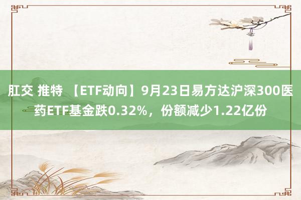 肛交 推特 【ETF动向】9月23日易方达沪深300医药ETF基金跌0.32%，份额减少1.22亿份