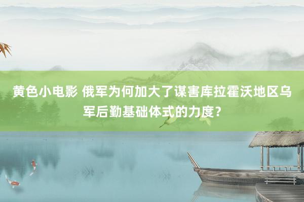 黄色小电影 俄军为何加大了谋害库拉霍沃地区乌军后勤基础体式的力度？