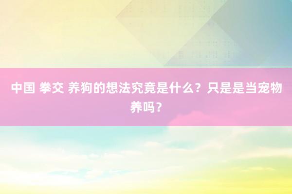 中国 拳交 养狗的想法究竟是什么？只是是当宠物养吗？