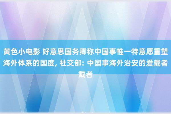 黄色小电影 好意思国务卿称中国事惟一特意愿重塑海外体系的国度， 社交部: 中国事海外治安的爱戴者