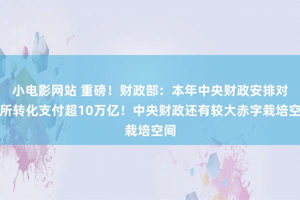 小电影网站 重磅！财政部：本年中央财政安排对处所转化支付超10万亿！中央财政还有较大赤字栽培空间