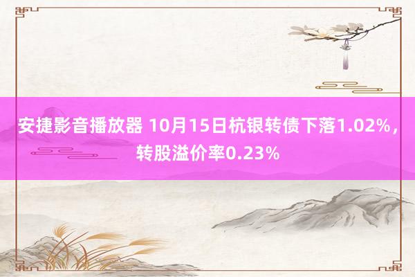 安捷影音播放器 10月15日杭银转债下落1.02%，转股溢价率0.23%