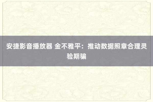 安捷影音播放器 金不雅平：推动数据照章合理灵验期骗