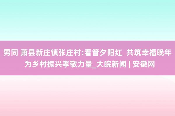 男同 萧县新庄镇张庄村:看管夕阳红  共筑幸福晚年  为乡村振兴孝敬力量_大皖新闻 | 安徽网