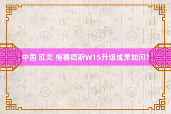 中国 肛交 梅赛德斯W15升级成果如何？