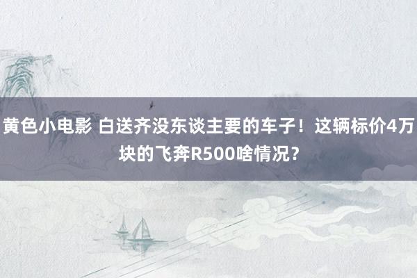 黄色小电影 白送齐没东谈主要的车子！这辆标价4万块的飞奔R500啥情况？