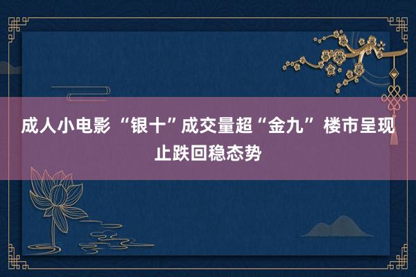 成人小电影 “银十”成交量超“金九” 楼市呈现止跌回稳态势