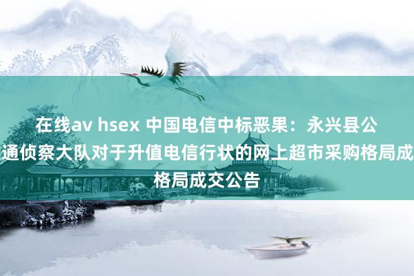 在线av hsex 中国电信中标恶果：永兴县公安局交通侦察大队对于升值电信行状的网上超市采购格局成交公告