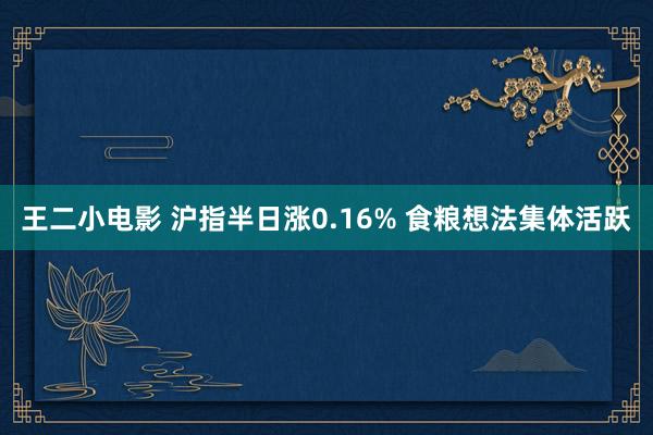 王二小电影 沪指半日涨0.16% 食粮想法集体活跃