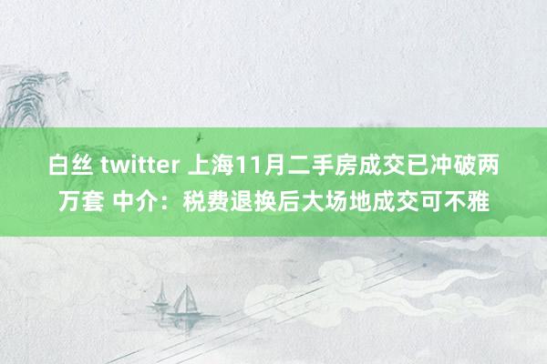 白丝 twitter 上海11月二手房成交已冲破两万套 中介：税费退换后大场地成交可不雅