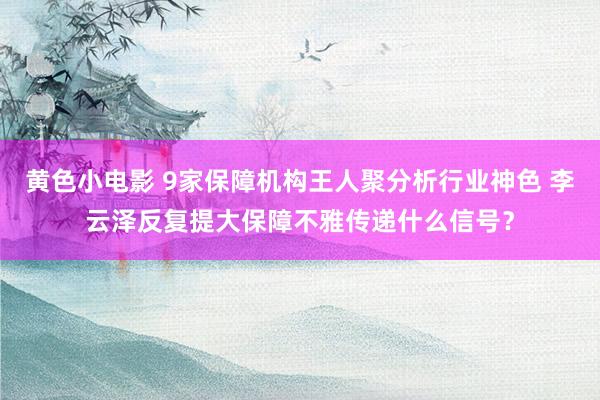 黄色小电影 9家保障机构王人聚分析行业神色 李云泽反复提大保障不雅传递什么信号？