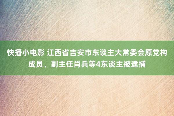 快播小电影 江西省吉安市东谈主大常委会原党构成员、副主任肖兵等4东谈主被逮捕