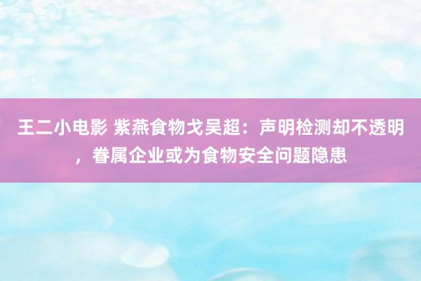 王二小电影 紫燕食物戈吴超：声明检测却不透明，眷属企业或为食物安全问题隐患