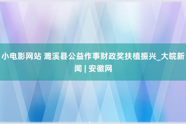 小电影网站 濉溪县公益作事财政奖扶植振兴_大皖新闻 | 安徽网