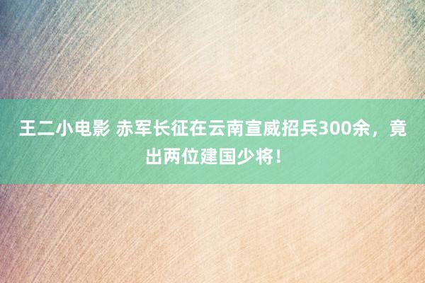 王二小电影 赤军长征在云南宣威招兵300余，竟出两位建国少将！