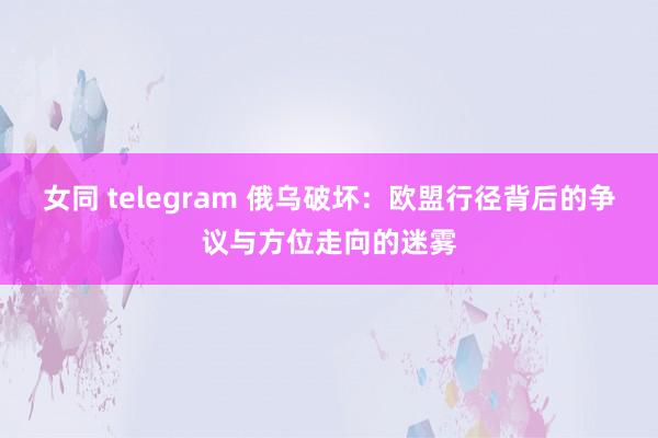 女同 telegram 俄乌破坏：欧盟行径背后的争议与方位走向的迷雾