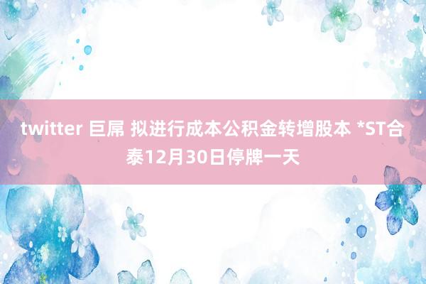 twitter 巨屌 拟进行成本公积金转增股本 *ST合泰12月30日停牌一天