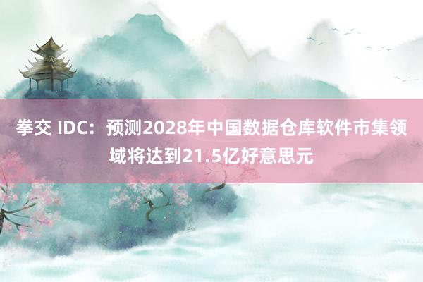 拳交 IDC：预测2028年中国数据仓库软件市集领域将达到21.5亿好意思元