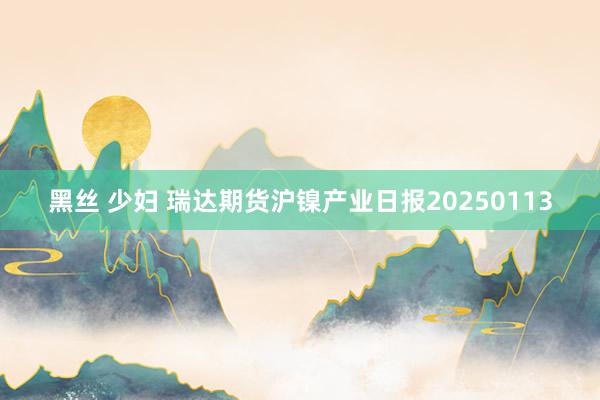 黑丝 少妇 瑞达期货沪镍产业日报20250113